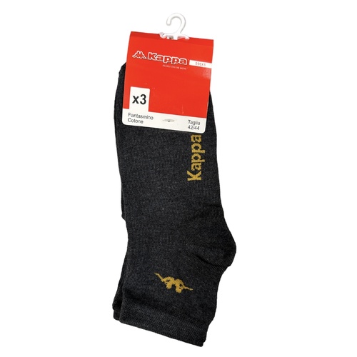 Kappa Mens Ankle Socks - Charcoal - 1 Pack of 3 - EU 42-44 - Main Image