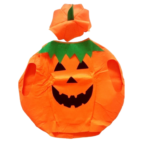 KIDS PUMPKIN COSTUME Halloween Unisex Fancy Dress Up Party Orange Vegetable - Main Image