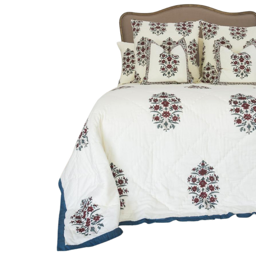Kolka Gulbahar Quilt 100% Cotton Spring Flowers Print - Queen size - Main Image