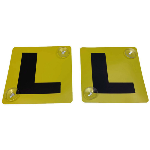 2x LEARNER L PLATES Stay-Put Suction Disks Car Window Signs VIC WA - Main Image