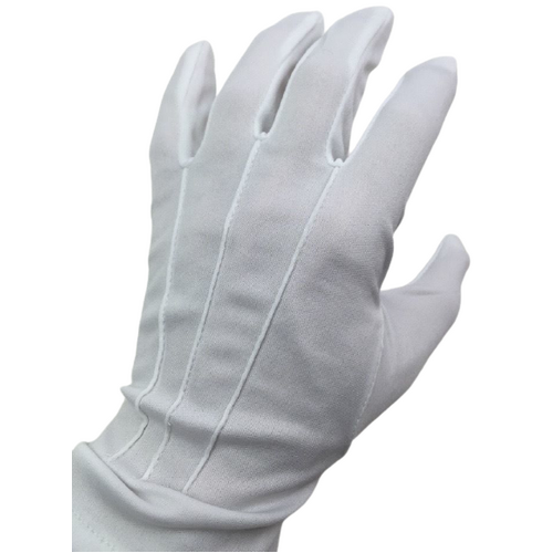 Deluxe Short White Stripe Satin Gloves Magician Driving Wedding Glove One Size - Main Image