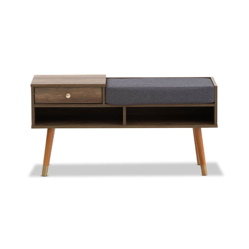 Designer Cabinet Bench Storage with Seat Wooden Shelf Hallway Cupboard - Walnut - Main Image