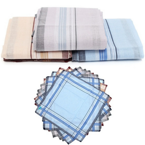 Mens HANDKERCHIEFS 100% Cotton Pocket Square Hanky Handkerchief 35x35cm - 36 Hankies - Main Image