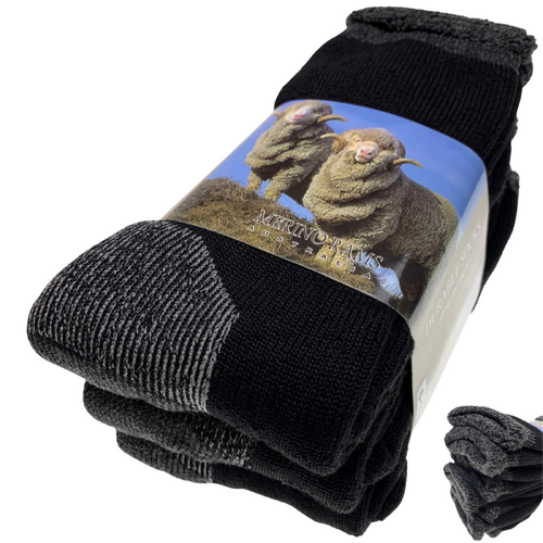 3 Pairs Heavy Duty Merino Wool Work Socks Extra Thick Cushion (Size 11-14) - Main Image
