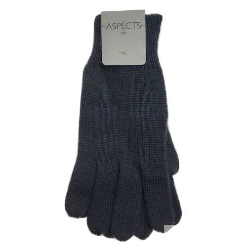 100% PURE WOOL GLOVES Winter Snow Ski Plain Knit Knitted Warm MK341 Plain - Charcoal - Main Image