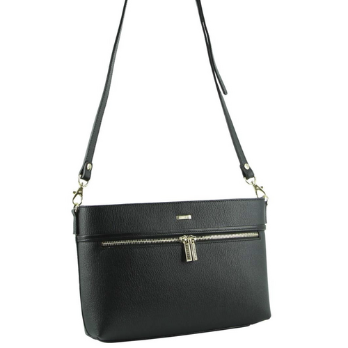 Morrissey Italian Structured Leather Cross Body Handbag (MO3028) Bag - Black - Main Image