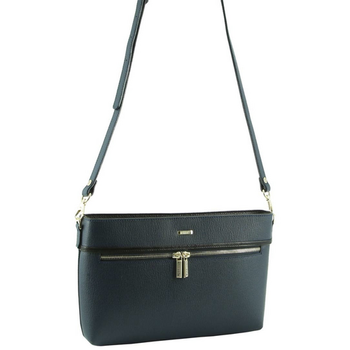 Morrissey Italian Structured Leather Cross Body Handbag (MO3028) Bag - Navy - Main Image