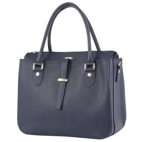 Morrissey Italian Womens Structured Leather Handbag Ladies Bag - Navy - Main Image