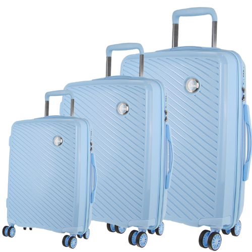 Pierre Cardin Inspired Milleni Hardshell 3-Piece Luggage Bag Set Travel Suitcase - Blue - Main Image
