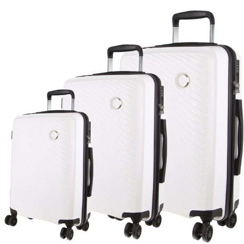 Pierre Cardin Inspired Milleni Hardshell 3-Piece Luggage Bag Set Travel Suitcase - White - Main Image