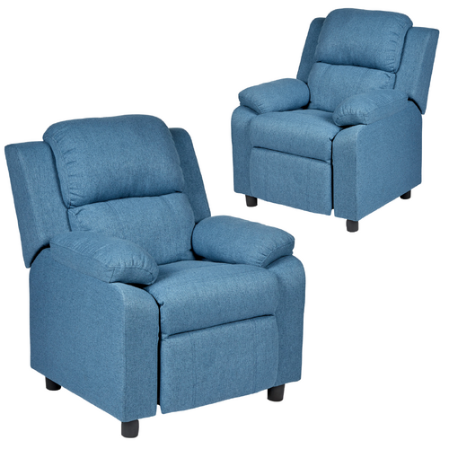 Set of 2 Erika Blue Kids Recliner Sofa Chair Blue Lounge Couch Armchair Childrens - Main Image