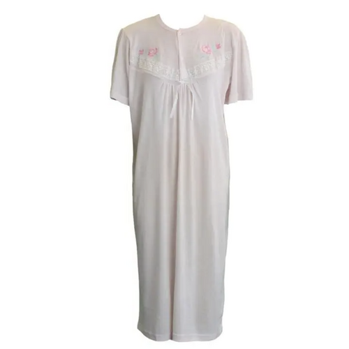 Womens Ladies Cotton Blend Nightie Night Gown Pajamas Pyjamas Sleepwear PJ - Pink - 18 - Main Image