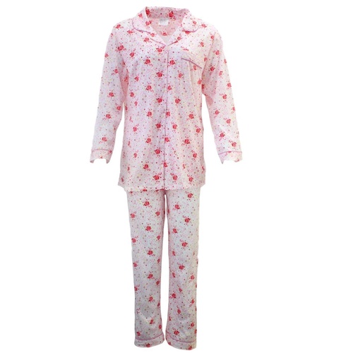Womens PYJAMAS PJs Set Pajamas Ladies Cotton PJ Womens Long Sleeve Sleepwear - Pink - 20 - Main Image