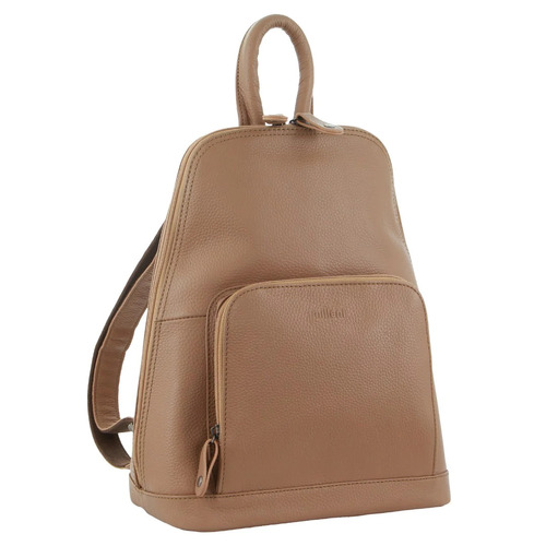 Milleni Womens Twin Zip Backpack Nappa Italian Leather Travel Bag - Burro - Main Image