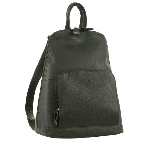 Milleni Womens Twin Zip Backpack Nappa Italian Leather Travel Bag - Grape Leaf - Main Image