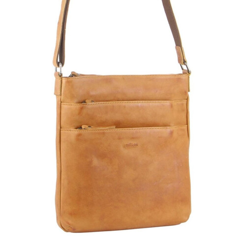Milleni Womens Italian Leather Bag Soft Nappa Leather Cross-Body Travel - Caramel - Main Image
