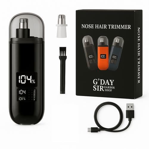 Handheld Portable Nose Hair Trimmer Rechargeable USB-C Clipper Shaver in Black - Main Image