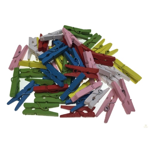 900pcs MINI WOODEN PEGS Natural Craft Baby Shower Clothes Pin Scrapbook 35mm - Main Image