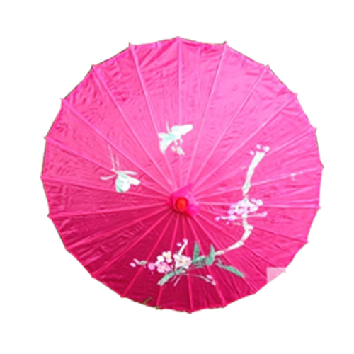 PARASOL UMBRELLA Chinese Japanese Bamboo Flower Pattern Fabric 80cm Diameter - Hot Pink - Main Image
