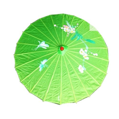 PARASOL UMBRELLA Chinese Japanese Bamboo Flower Pattern Fabric 80cm Diameter - Light Green - Main Image