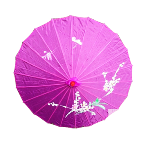 PARASOL UMBRELLA Chinese Japanese Bamboo Flower Pattern Fabric 80cm Diameter - Purple - Main Image