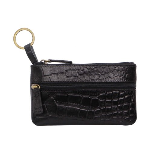 Pierre Cardin Ladies Womens Genuine Leather RFID Coin Purse Wallet - Black (Croc) - Main Image
