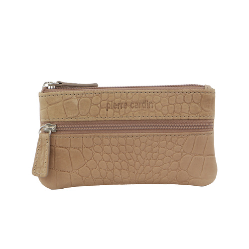 Pierre Cardin Ladies Womens Genuine Leather RFID Coin Purse Wallet - Taupe (Croc) - Main Image