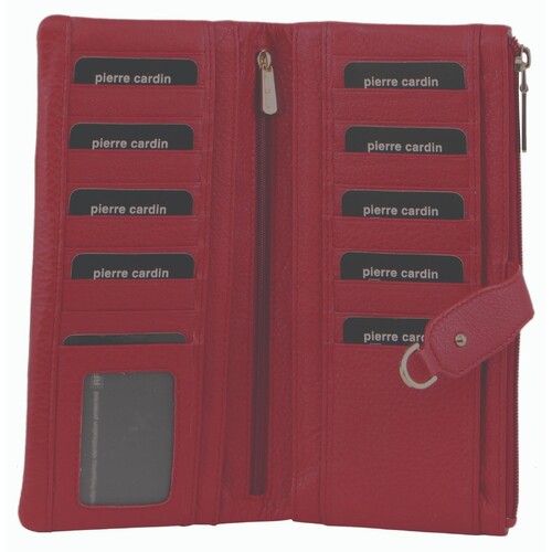 Pierre Cardin Womens RFID Italian Leather Wallet Purse Credit Card Holder - Red - Main Image