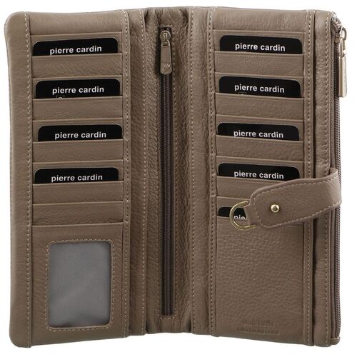 Pierre Cardin Women RFID Italian Leather Wallet Purse Credit Card Holder - Taupe - Main Image