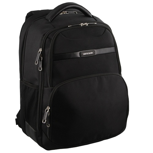 Pierre Cardin 30L Large Backpack Bag w 15" Laptop Sleeve Travel Luggage RFID - Black - Main Image