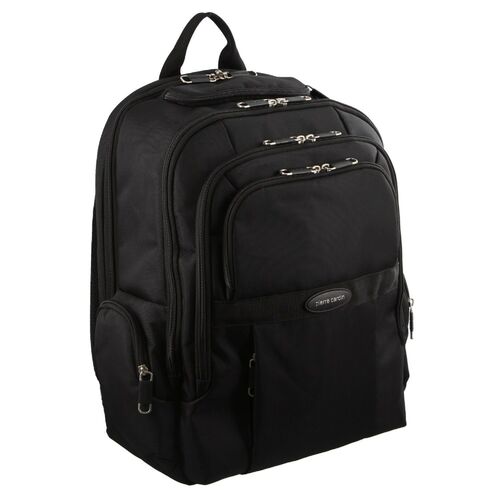 Pierre Cardin 30L Large Padded Backpack Bag w 13" Laptop Sleeve Travel Luggage - Black - Main Image