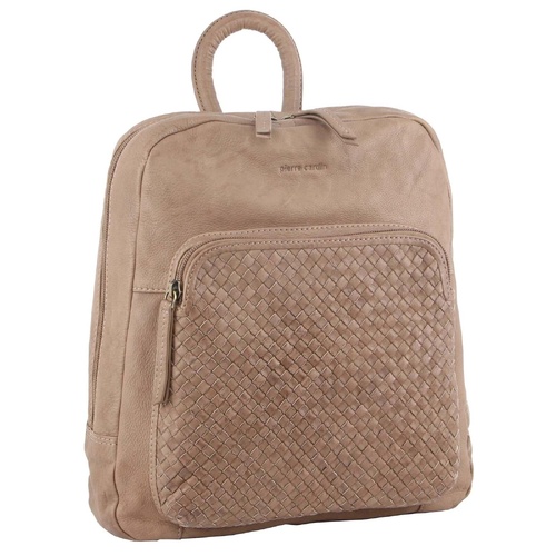 Pierre Cardin Womens Woven Leather Backpack Bag - Taupe - Main Image