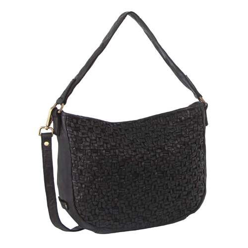 Pierre Cardin Woven Leather Ladies Cross-Body Bag - Black - Main Image