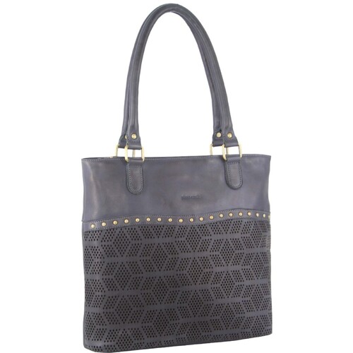 Pierre Cardin Womens Leather Perforated Shoulder Bag with stud Detailing - Teal - Main Image