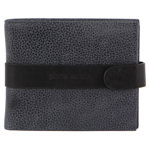 Pierre Cardin Mens RFID Woven-Embossed Leather Tab Wallet - Black - Main Image