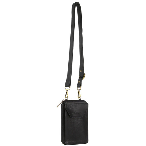 Pierre Cardin Ladies Leather Cross Body Bag/Wallet Bag/Clutch Wallet - Black - Main Image