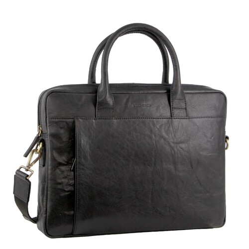 Pierre Cardin Leather Multi-Handle 15" Laptop Computer Bag - Black - Main Image