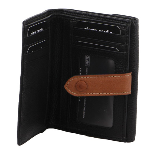 Pierre Cardin Womens Leather Bi-Fold Tab Wallet Ladies - Black - Main Image