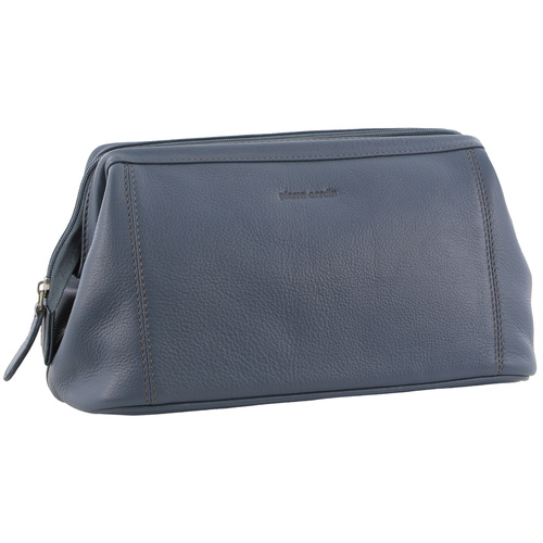 Pierre Cardin Mens Rustic Leather Toiletry Case Bag Travel - Teal - Main Image