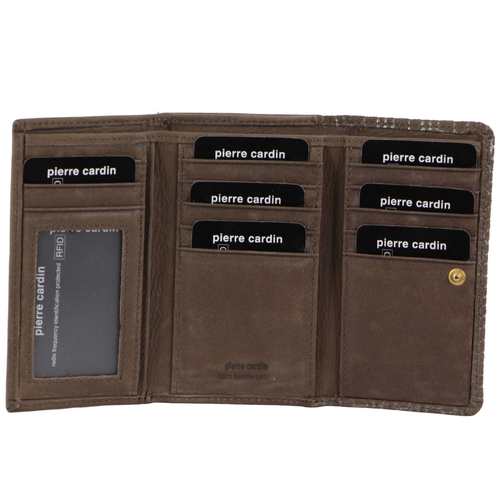 Pierre Cardin Womens Italian Leather Wallet Coin Purse ID Card Holder - Mocha - Main Image