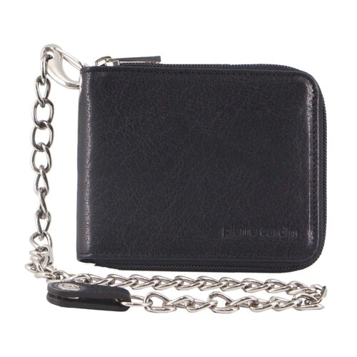 Pierre Cardin Zip Around Mens Leather Wallet with Chain in Black - Main Image