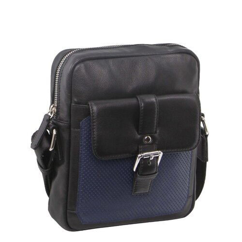 Pierre Cardin Pebbled Leather Organizer Bag Cross Body - Black/Navy - Main Image