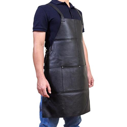 Pierre Cardin Professional Leather Apron Butcher Woodwork Hairdressing Barber Chef - Black - Main Image