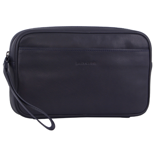 Pierre Cardin Mens Leather Organizer Bag Toiletry Case - Navy - Main Image