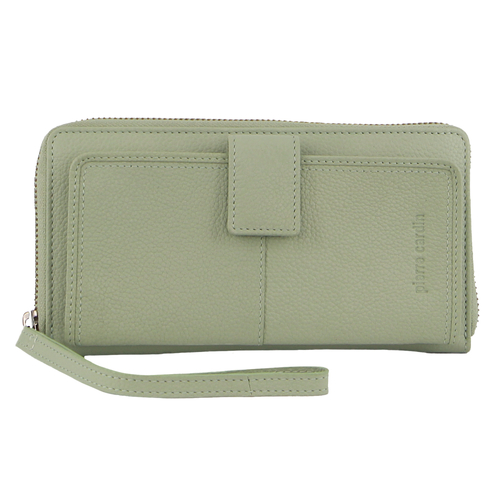 Pierre Cardin Womens Leather Zip Around Wallet RFID Blocking w/ Wristlet in Jade Green - Main Image