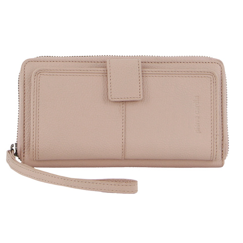 Pierre Cardin Womens Leather Zip Around Wallet RFID Blocking w/ Wristlet in Nude - Main Image