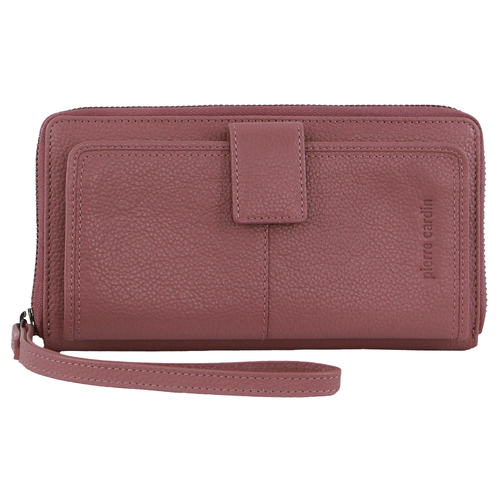 Pierre Cardin Womens Leather Zip Around Wallet RFID Blocking w/ Wristlet in Rose - Main Image