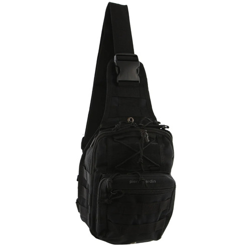 Pierre Cardin Cross Body Tactical Sling Bag Rucksack Army Style in Black - Main Image