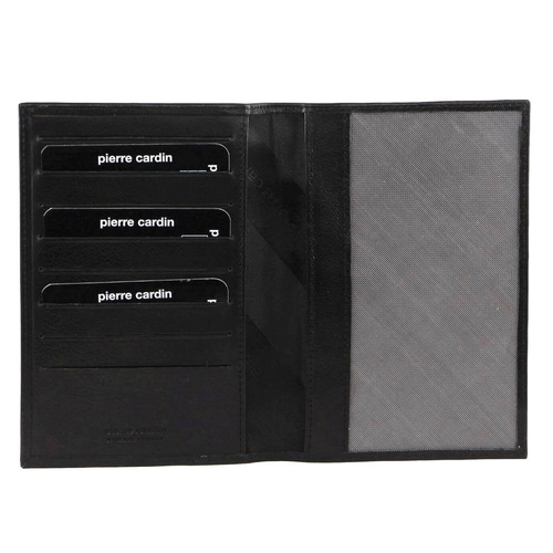 Pierre Cardin Leather Passport Holder Cover Wallet w/ RFID Protection - Black - Main Image