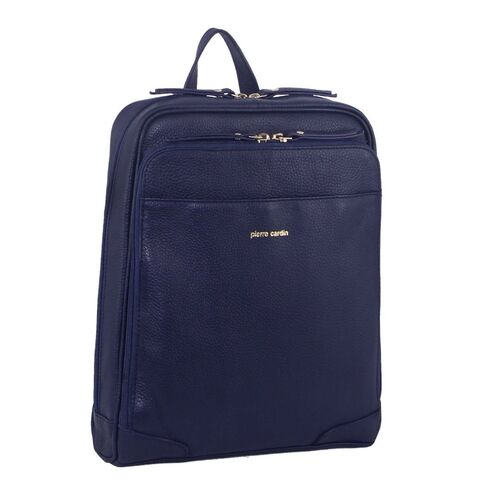 Pierre Cardin Rustic Womens Leather Backpack Bag Handbag Back Pack Travel  - Navy - Main Image